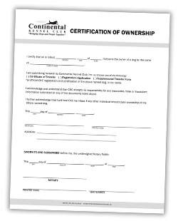Certification Of Ownership