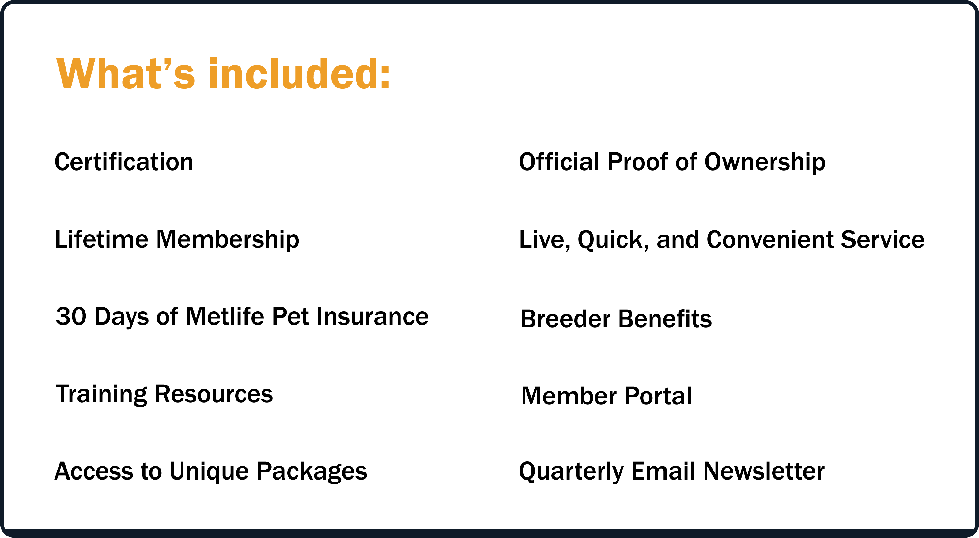Whats Included Packages