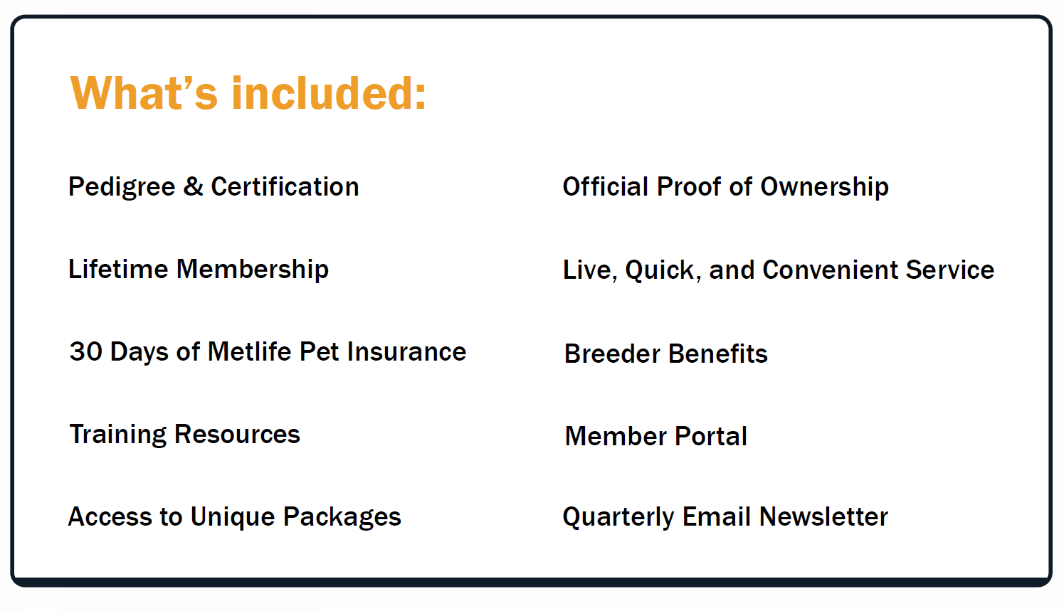 Whats Included In Packages